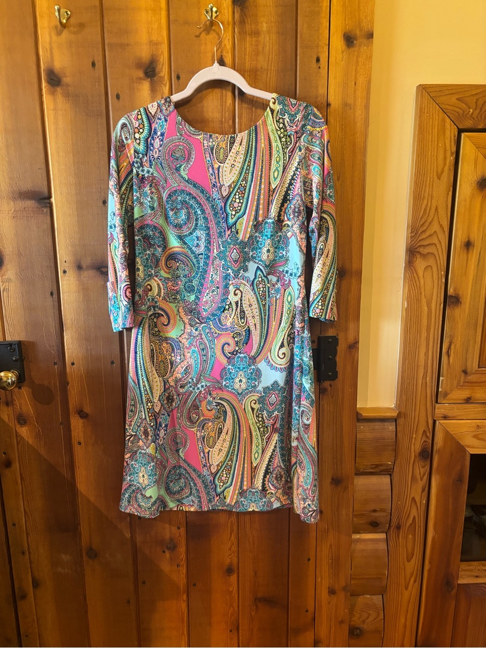 Tommy Hilfiger Paisley 3/4 sleeve Dress in Pink and Teal